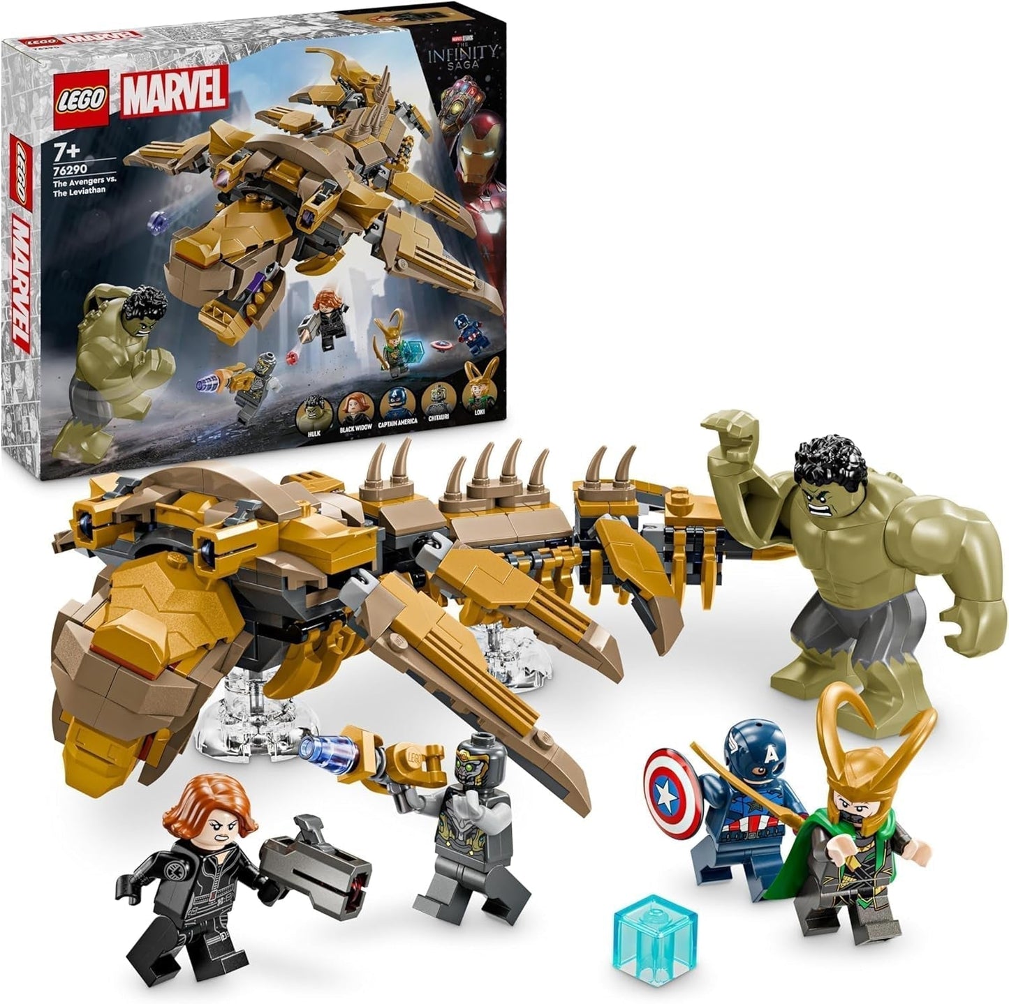 LEGO Marvel Avengers vs. Leviathan byggleksaksset med Hulk och Captain America, Loki, Black Widow och Chitauri minifigurer, Avengers lekset för pojkar och flickor 7+ 76290 Byggset Besuche den LEGO-Store Standardtitel
