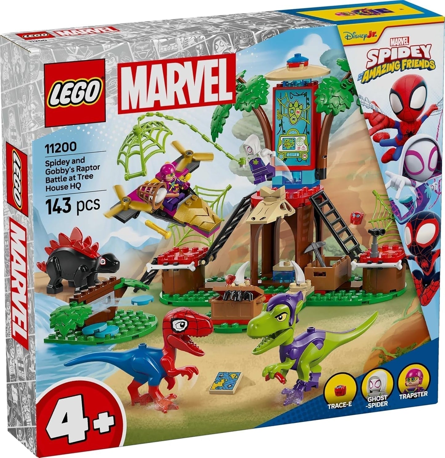 LEGO Marvel Showdown at the Treehouse: Spidey-Rex Vs. Gobby-Raptor, Dinosaur Build and Play Set, Toy Dinosaur Present för pojkar och flickor 4+, Spidey and His Super Friends 11200 Byggset Besuche den LEGO-Store