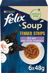 Felix soppremsor, kattsoppa, blandad variant, förpackning om 8 (8 x 6 påsar med 48 g vardera)