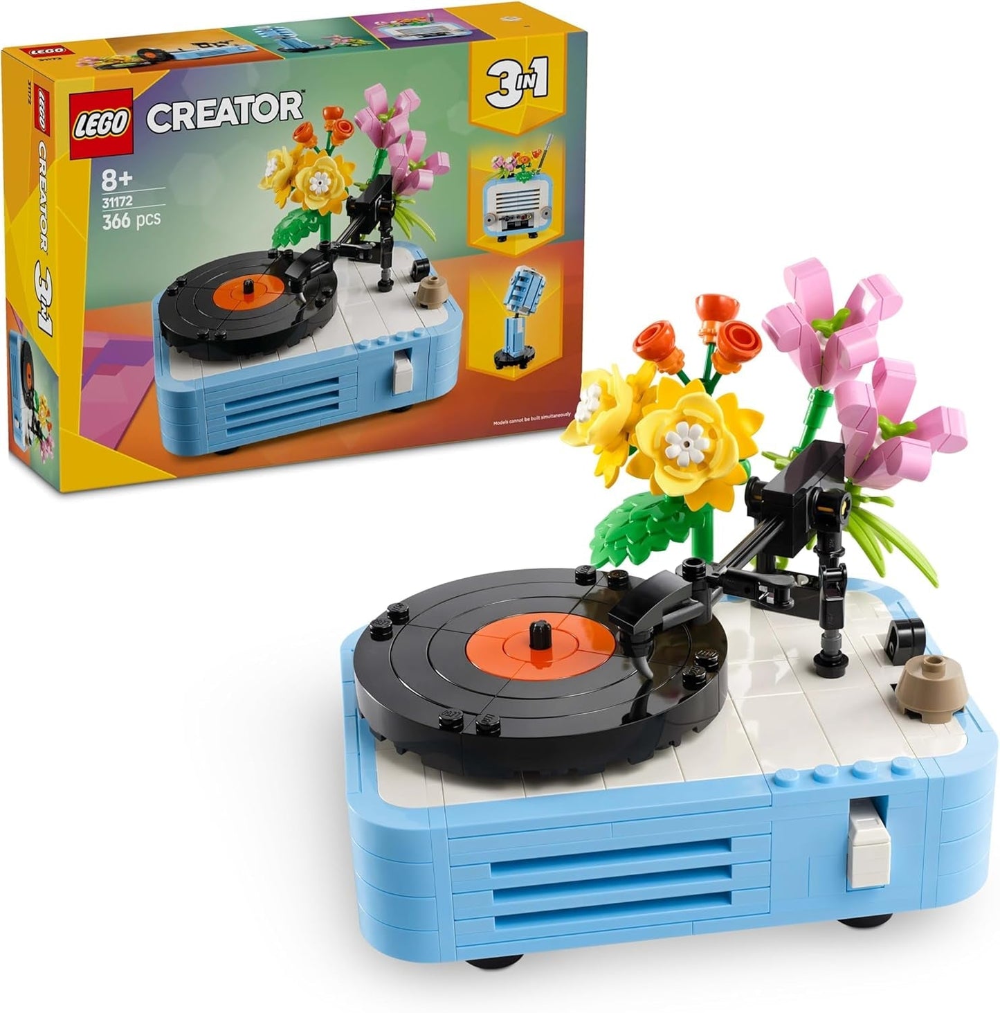 LEGO Creator 3In1 skivspelare med blommor - konverterbar leksak till radio eller mikrofon - musikaliska leksaker för barn - kreativ presentidé för flickor och pojkar från 8 år 31172 Byggset Besuche den LEGO-Store Standardtitel