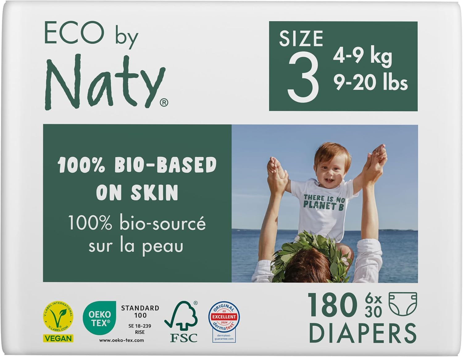 Eco-blöjor Eco från Naty Baby Eco-blöjor - ekologiska förstklassiga blöjor, miljövänliga, gjorda av växtbaserade material, idealiska för känslig babyhud (storlek 5 - 80 st)
