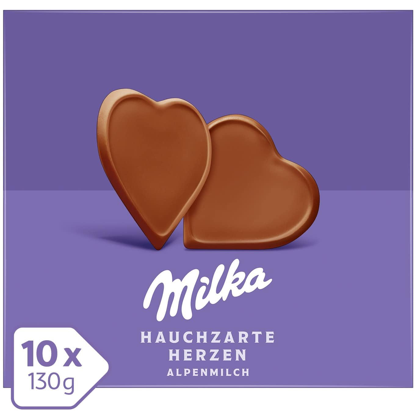 Milka I love Milka Hearts – alpin mjölkchoklad som smälter i munnen och fina skogshasselnötter – 10 x 130g