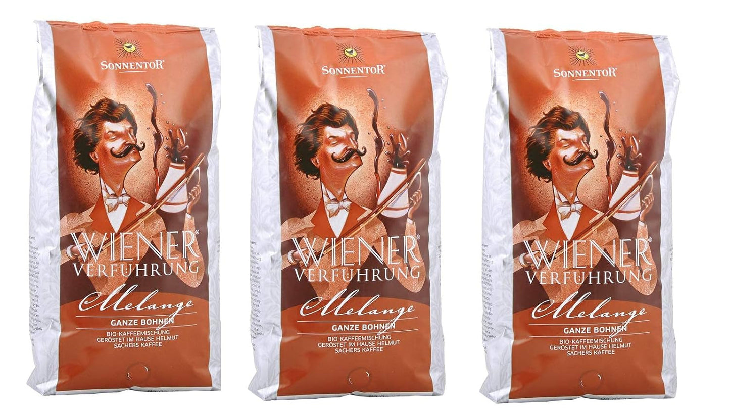 Kaffemelerad, hela bönor, Wienerförförelse, ekologisk, 3 x 1000g