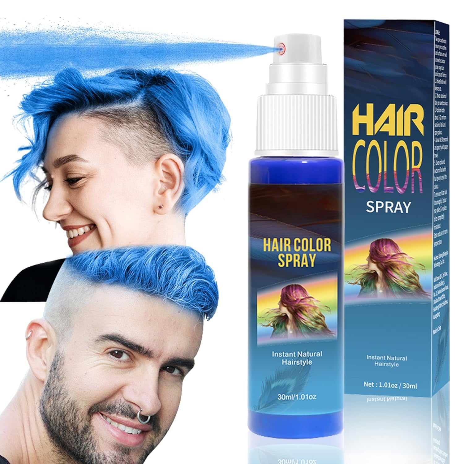Hårsprayfärg - 30 ml Tillfällig grön hårfärgsspray, naturlig hårfärgning Tillfällig hårfärgsspray, tvättbar hårfärg för fest Cosplay Halloween (grön) Hårfärgning Naty Shop Blue