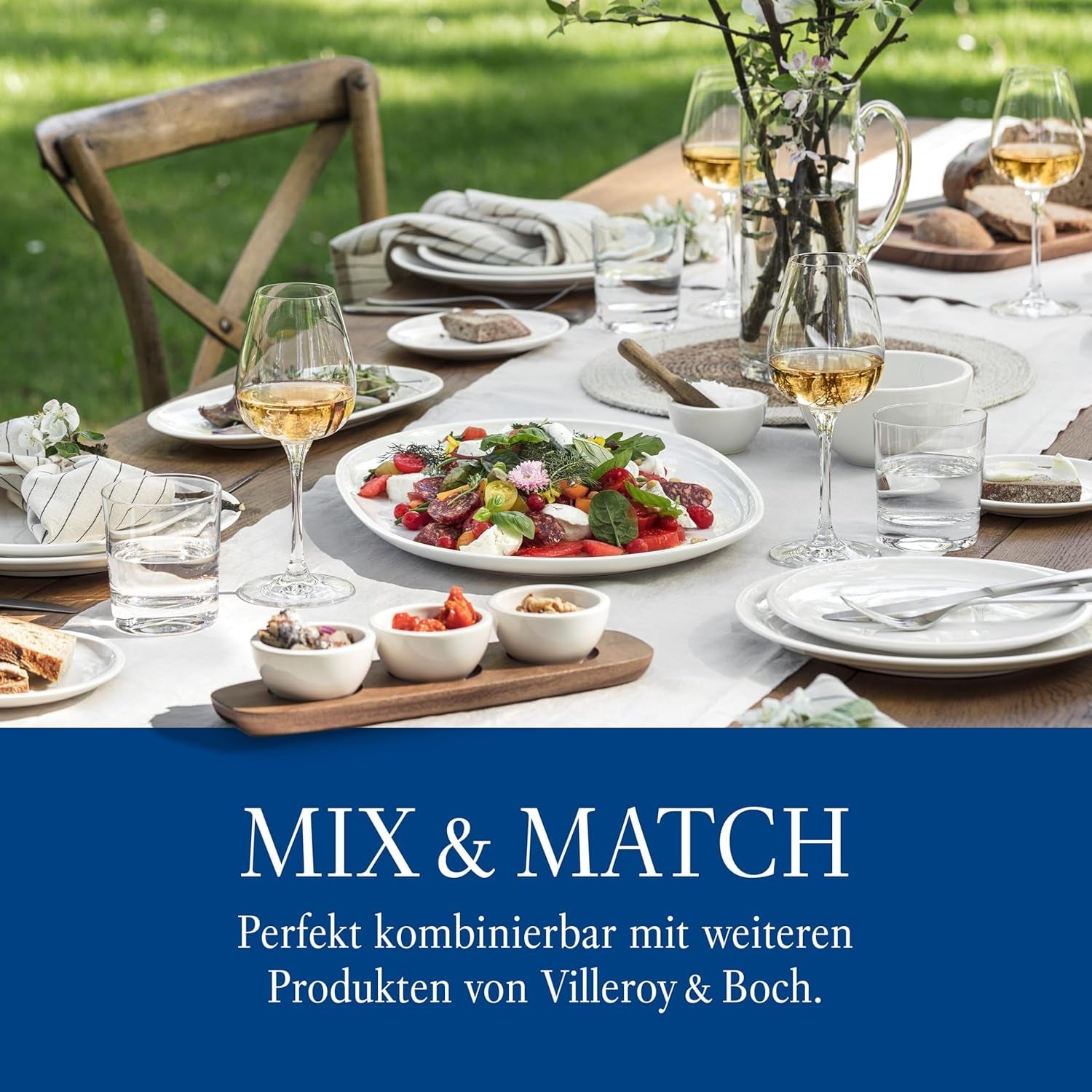 Villeroy & Boch Mariefleur Startset, blandade färger, diskmaskinssäker, mikrovågssäker, servisset för 2, blommigt servisset, servis, kombinationsset, premiumporslin