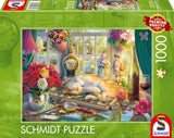 Schmidt Spiele 59789 Pusseltid med katten, pussel 1000 bitar Pussel Naty Shop Standardtitel