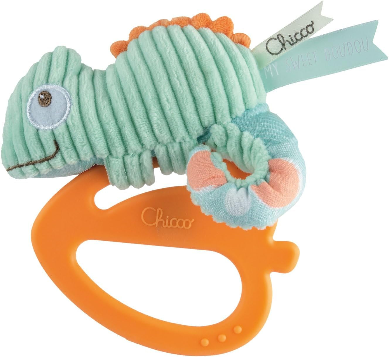 Chicco My Sweet Doudou Chameleon Toy Tillverkad av högkvalitativa tyger Mjuk plastring Lugnande barnsjukdomar Babyleksak 3-18 månader Bebe Naty Shop Chameleon Toys