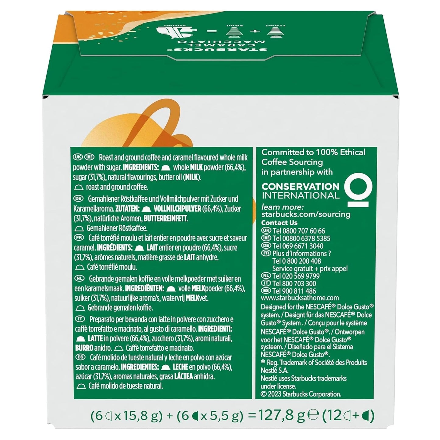 STARBUCKS Caramel Macchiato av Nescafé Dolce Gusto Kaffeekapseln 6 x 12 (72 Kapseln)