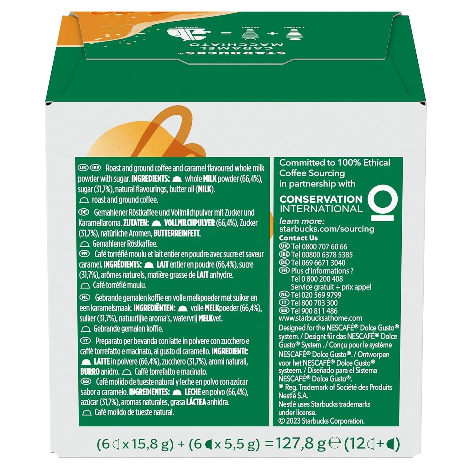 STARBUCKS Caramel Macchiato av Nescafé Dolce Gusto Kaffeekapseln 6 x 12 (72 Kapseln)