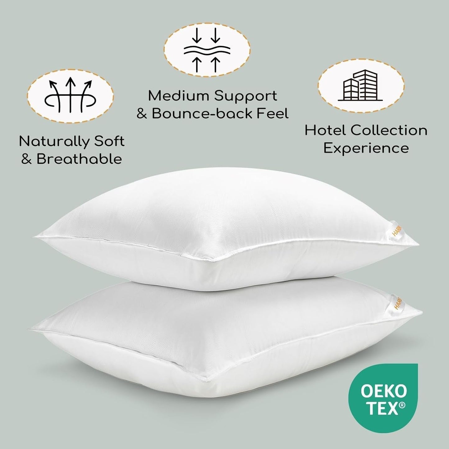 HARBOREST Sovsängskudde, 2 delar, lyxig plysch, alternativ kudde, bra för sido- och ryggsyllar, hotellkollektion, kudde, standard/queen size, 50,8 x 66 cm Naty Shop standardkuddar