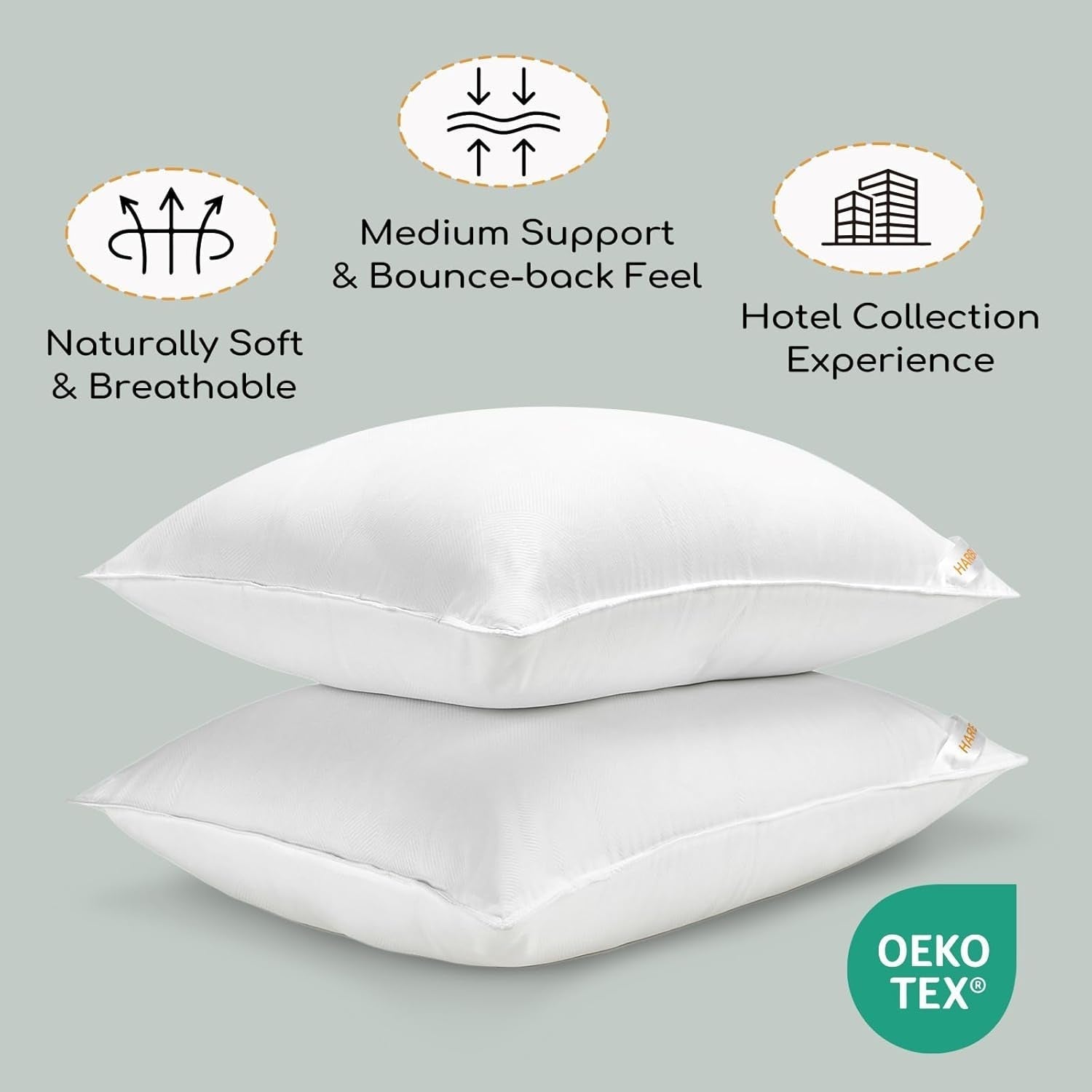 HARBOREST Sovsängskudde, 2 delar, lyxig plysch, alternativ kudde, bra för sido- och ryggsyllar, hotellkollektion, kudde, standard/queen size, 50,8 x 66 cm Naty Shop standardkuddar