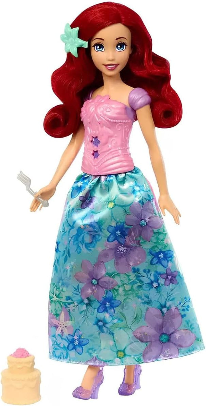Mattel Disney Princess Ariel Spin & Reveal Fashion Dock Set med 11 överraskningar, inklusive 5 tillbehör, 5 klistermärken och en lekscen inspirerad av filmen HTV88