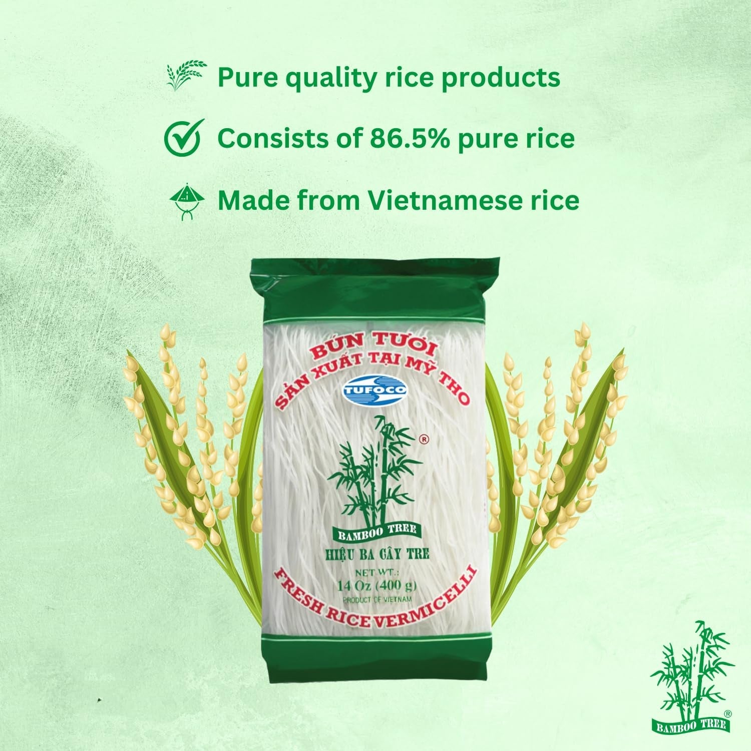 BAMBUTRÄD - Färsk ris vermicelli - 1 x 400g