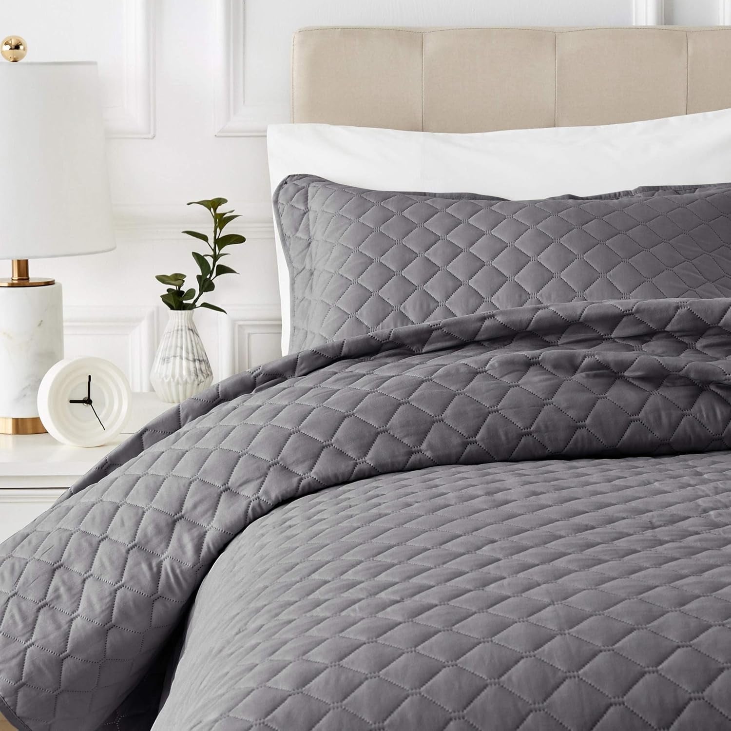 Amazon Basics överdimensionerad täcke med relief, 170 X 210 cm, mörkgrå diamantmönster Sängar och filtar Besuche den Amazon Basics-Store 220 X 240 Cm