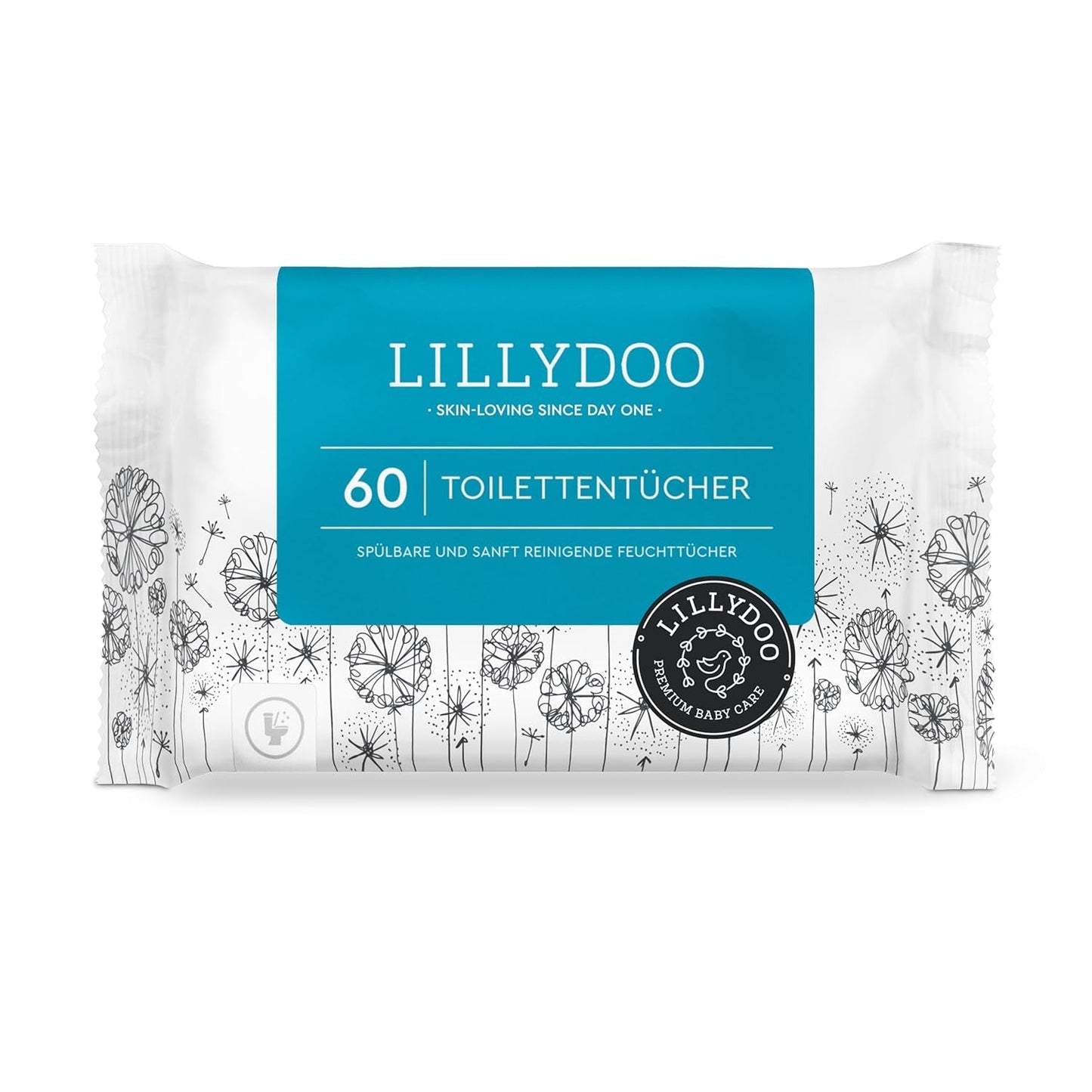 LILLYDOO Toalettvåtservetter 720 st (12 x 60) 100 % plastfria spolbara våtservetter Doftfria