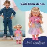 BABY born Carla - 43 cm docka - högkvalitativt blont hår med trådar - inga batterier krävs - lämplig för barn från 4 år och uppåt - innehåller 7 tillbehör, rosa