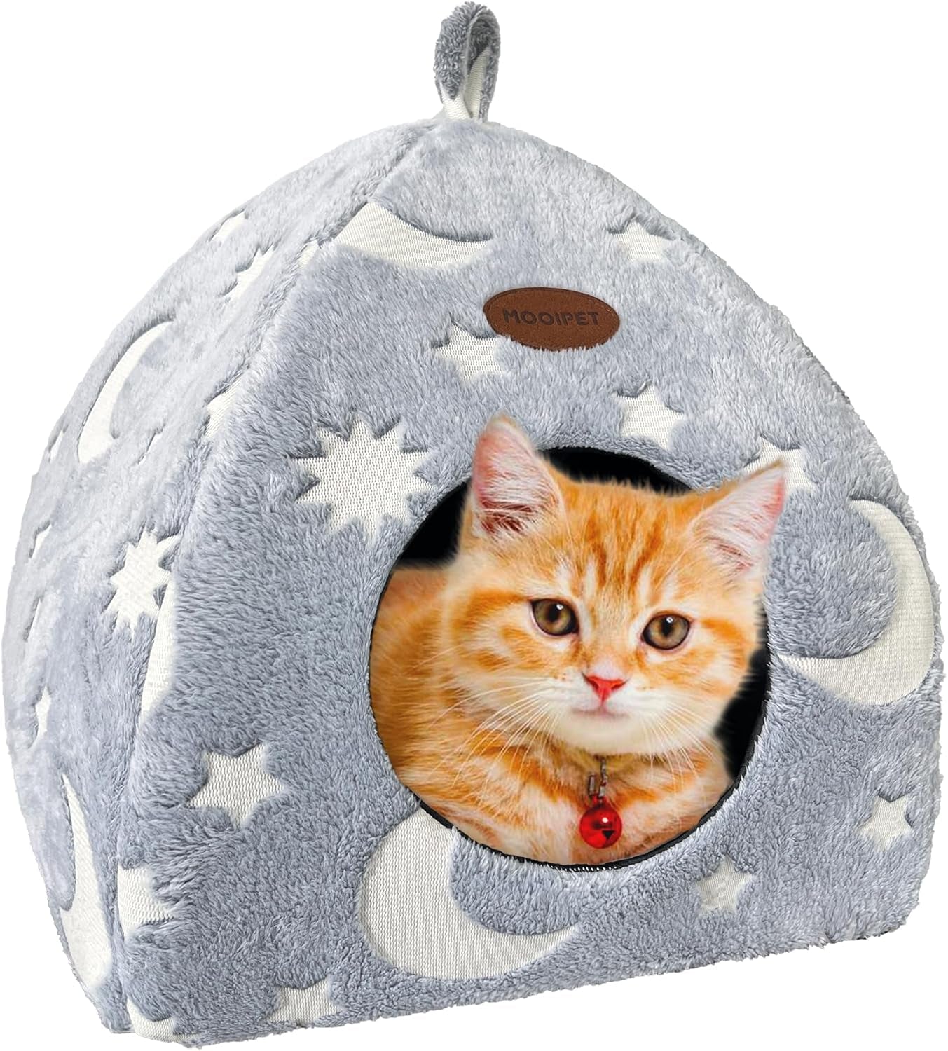 Katzenhöhle Plüsch Katzenhaus mit Waschbarem Kissen Faltbare Katzenzelt Höhle mit Handle Weiches and Warmes Katzenbett für Drinnen 33x33x35cm