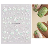 JMEOWIO 3D Nagelsticker Frühling Blume Nail Art Sticker Selbstklebend Nagelaufkleber 5D Stereoskopisk Buntes Sommer Blumen Dekoration Nageldesign Zubehör 4 Blatt