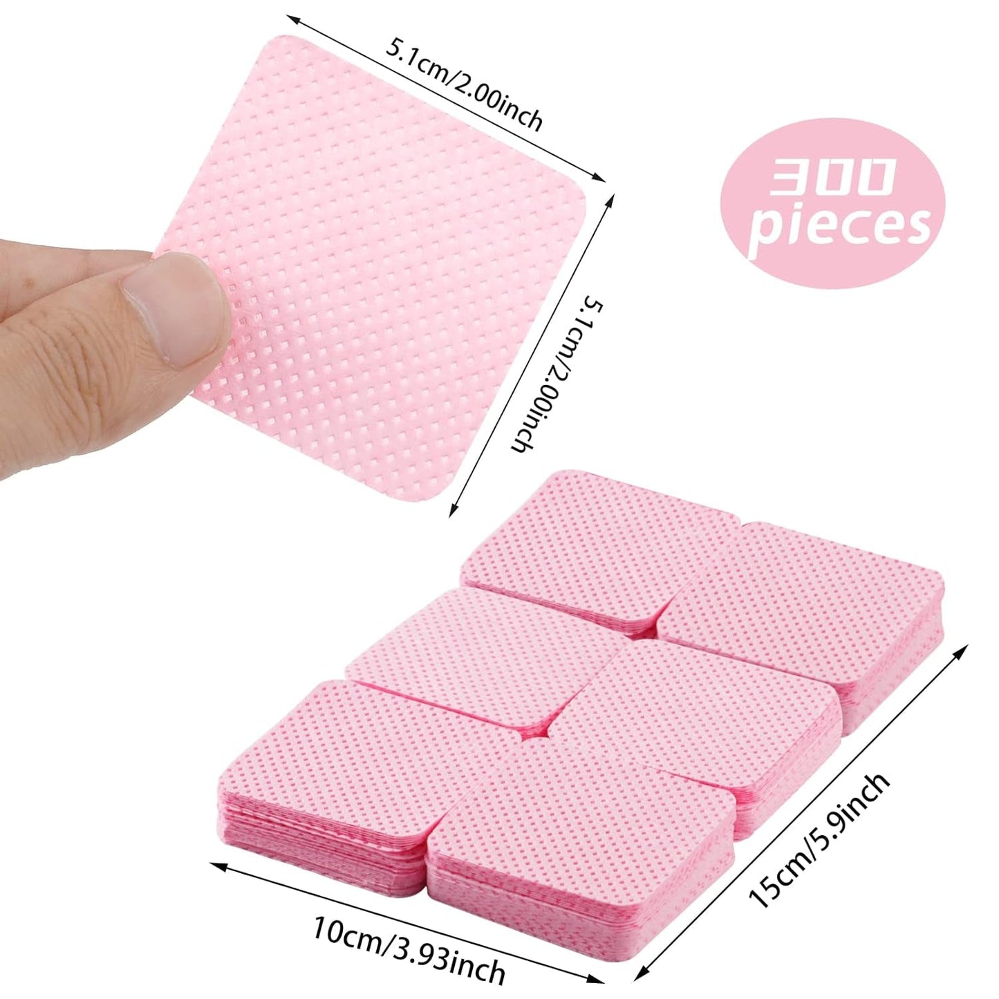 300 Stück Nagellackentferner Pads, Fusselfreie Nägel Wattepads Für Nägel Nagellackentferner Luddfria Nagelservetter Cleaner Gelnägel - Rosa