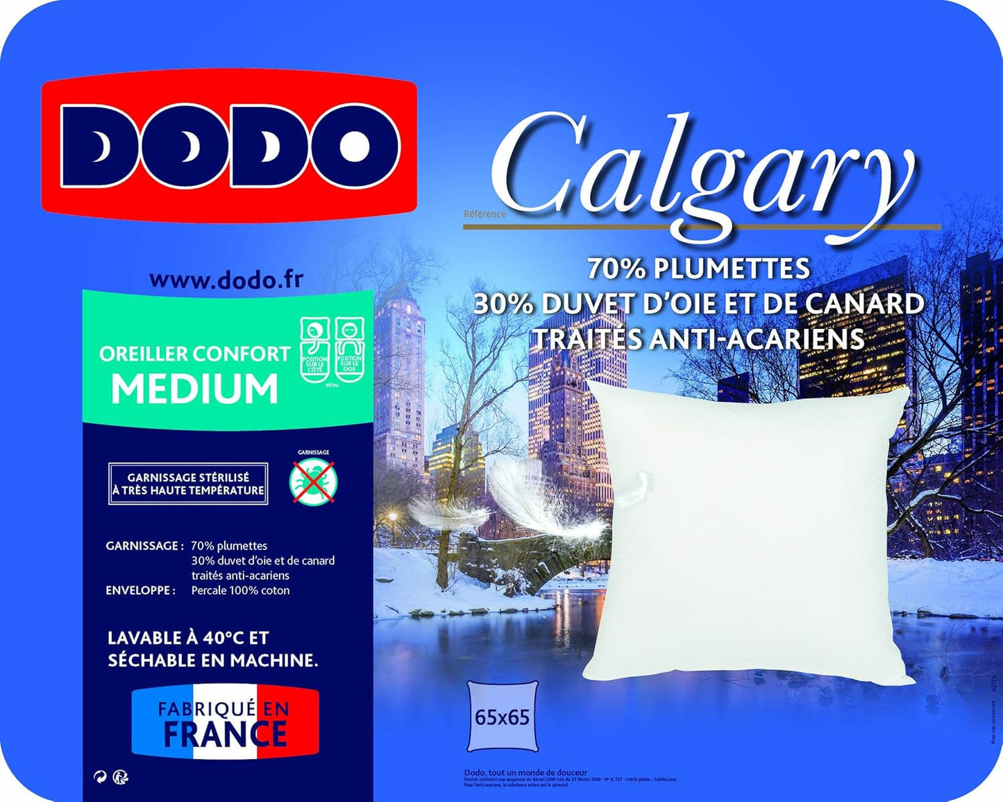 DODO 64476 Calgary Kudde, Dun/Gås & Ankskinn, 65 X 65 cm, Vita Naty Shop Standardkuddar