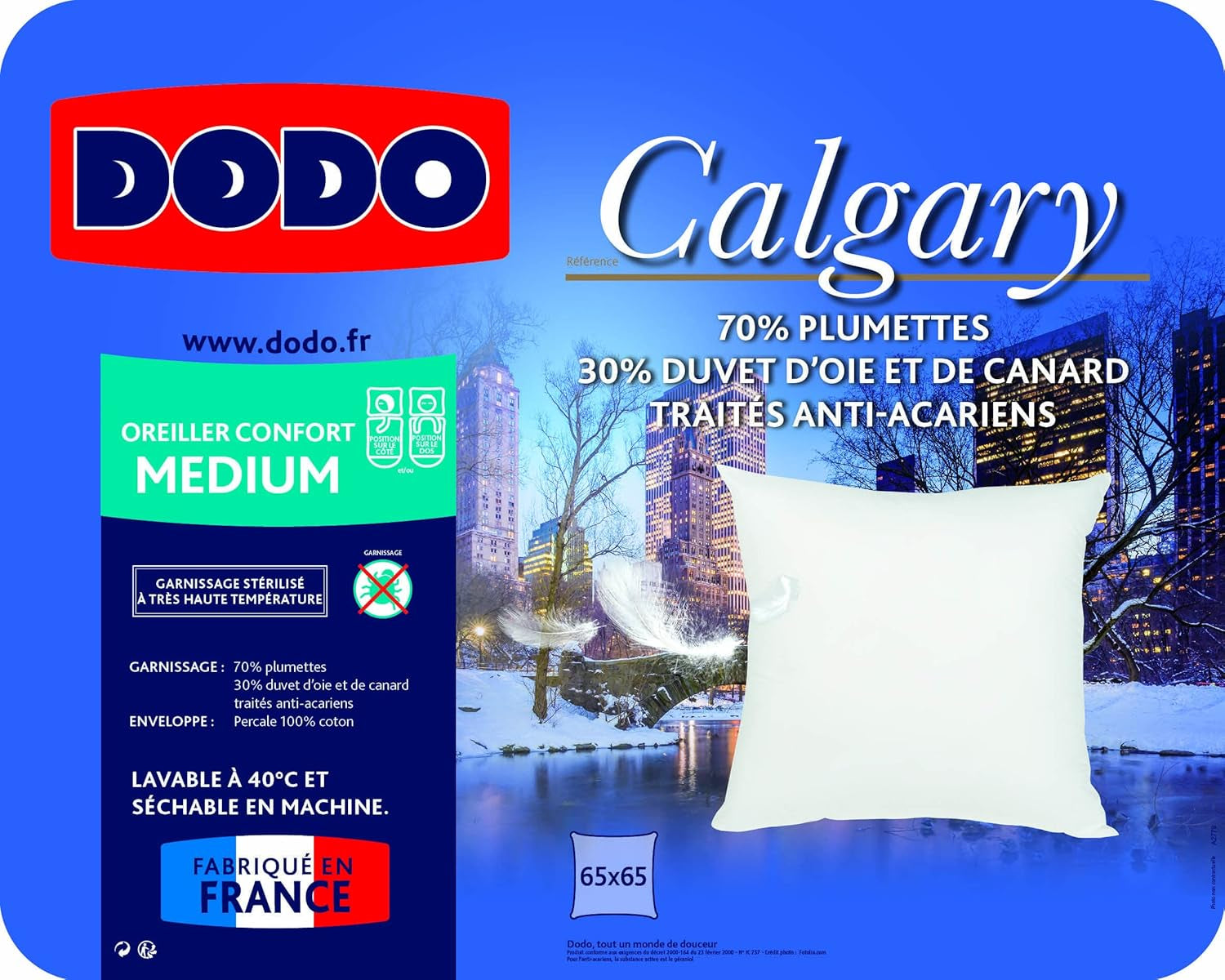 DODO 64476 Calgary Kudde, Dun/Gås & Ankskinn, 65 X 65 cm, Vita Naty Shop Standardkuddar