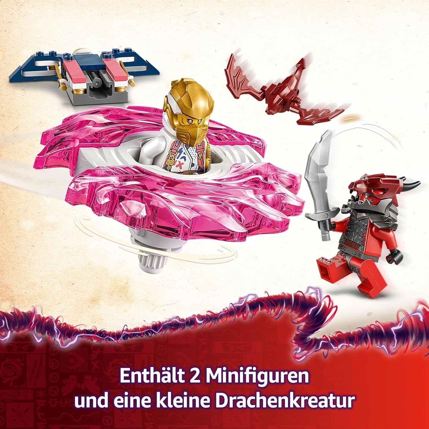 LEGO NINJAGO Soras Dragon Spinjitzu Spinner - Action Ninja Toy med 2 minifigurer - Litet lekset för barn - Presentidé för pojkar och flickor 6 år gamla 71824 Byggset Besuche den LEGO-Store