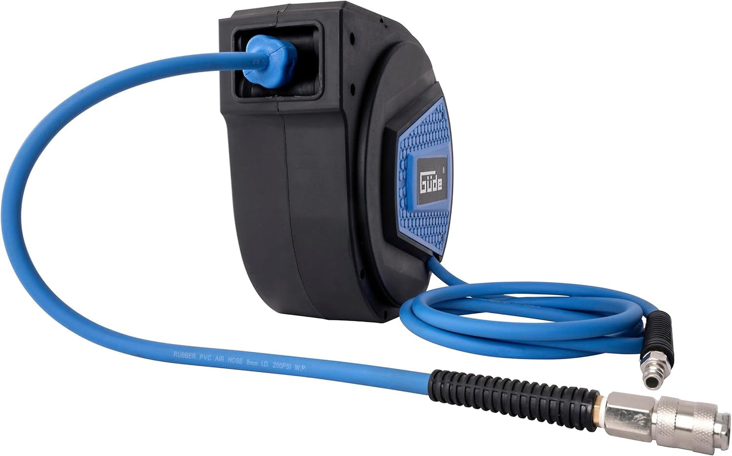 Automatisk slangupprullare Güde 10 m (arbetstryck 12 bar, 180° rotation, extremt flexibel tryckluftsslang, olje- och temperaturbeständig, anslutningsgänga 1/4", väggfäste)