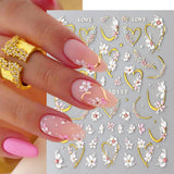 JMEOWIO 3D Nagelsticker Blume Nail Art Sticker Selbstklebend Nagelaufkleber 5D Stereoskopisk Frühling Sommer Floral Dekoration Nageldesign Zubehör 4 Blatt