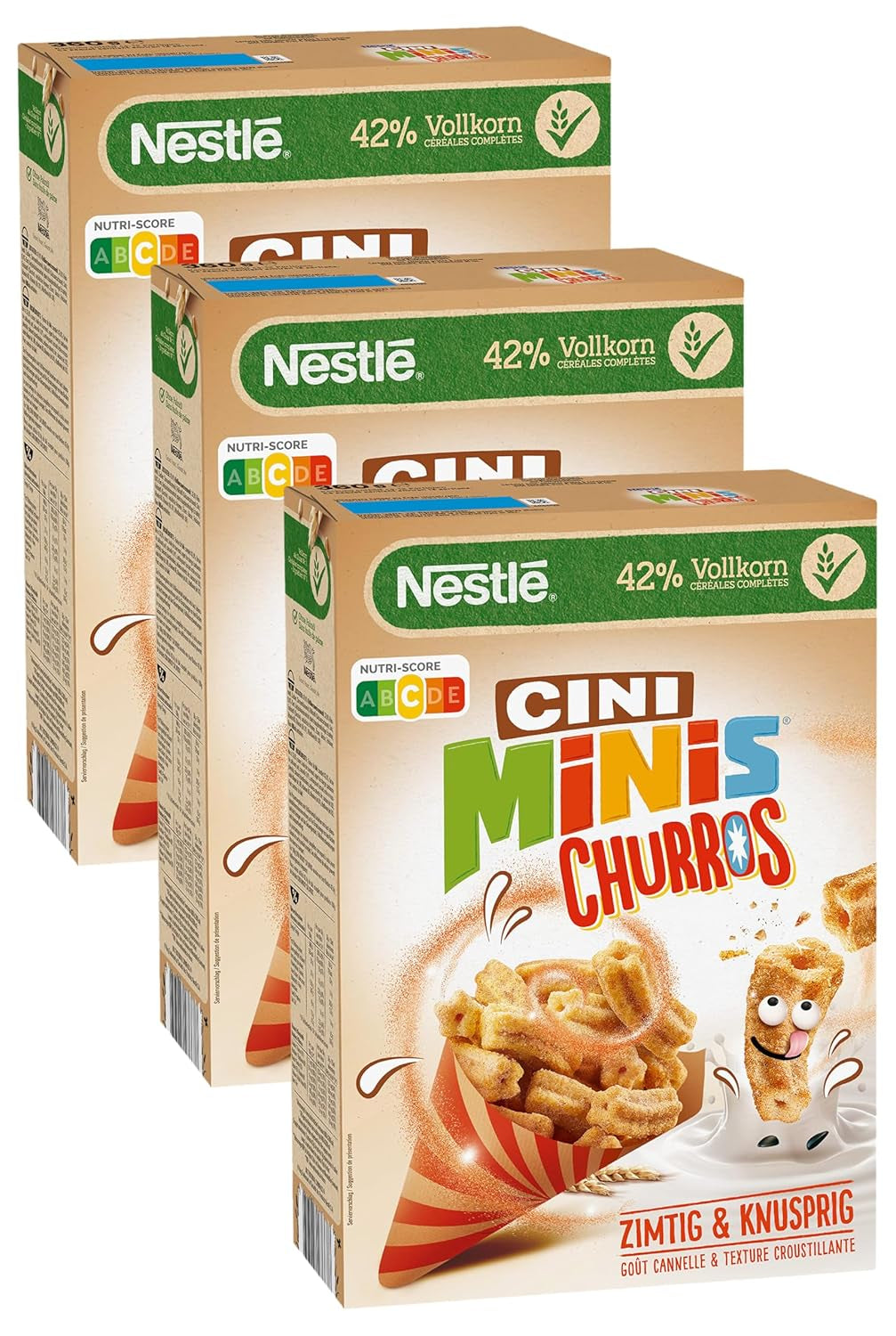 Churros frukostflingor med 42 % fullkornsinnehåll 3-pack (1x360 g)