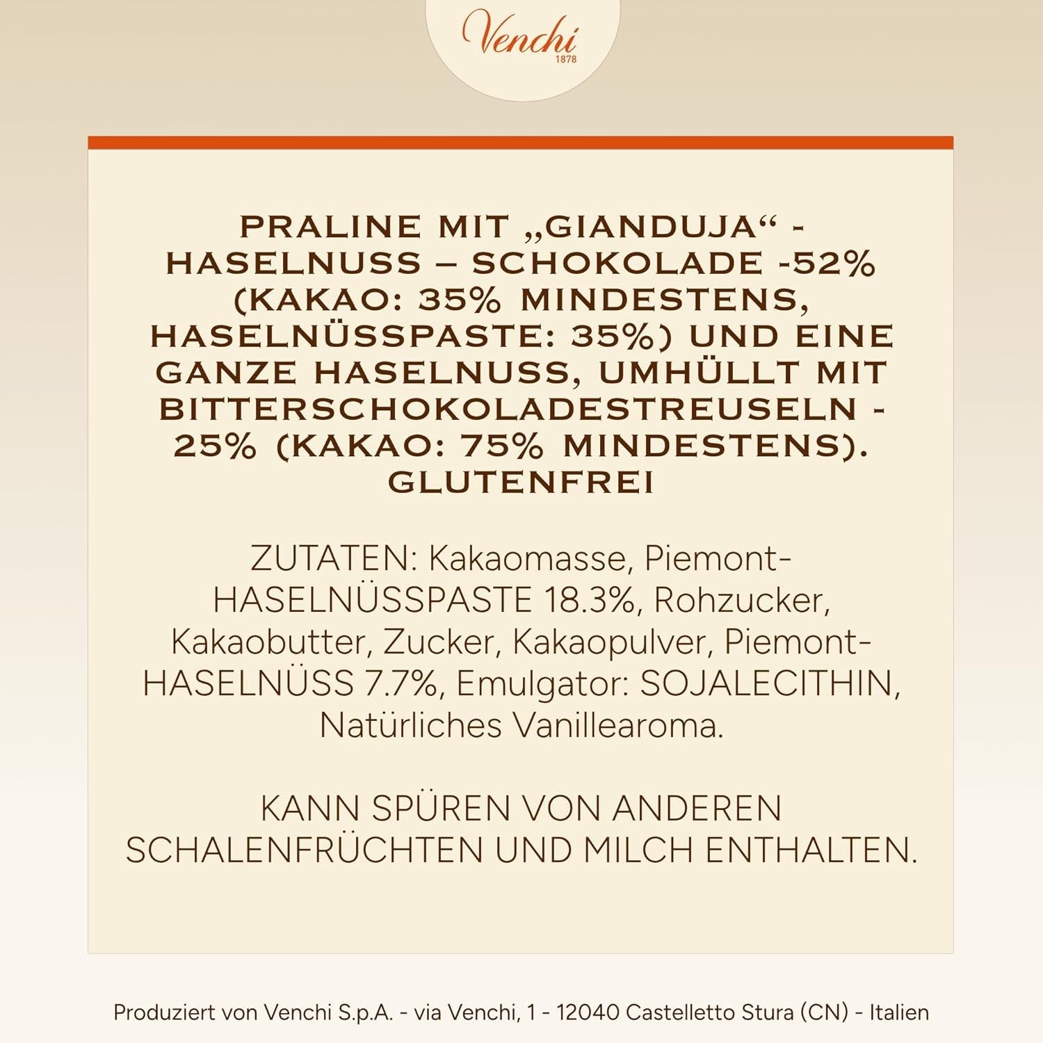 Venchi – Chocoviar Gianduia, praliner i 1 kg påse, Gianduia choklad tillverkad exklusivt med "Piemonte skogshasselnötter", glutenfri, utan konstgjorda färgämnen och utan konserveringsmedel