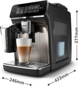PHILIPS automatisk espressomaskin 3300-serien - 6 drycker, modern färgpekskärm, LatteGo mjölkberedningssystem, SilentBrew, 100% keramisk kvarn, AquaClean-filter. Svart krom (EP3347/90)