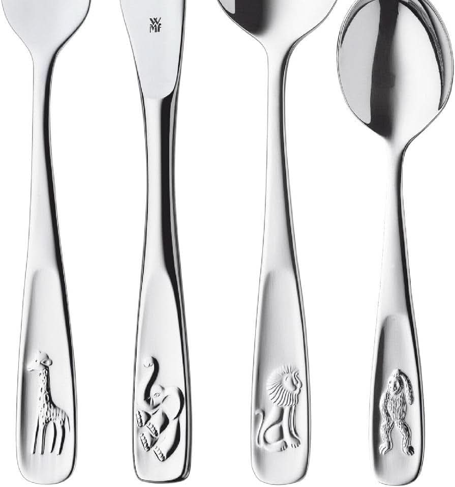 WMF Animals bestickset i rostfritt stål för barn, 4 delar, polerat Cromargan Kitchen Naty Shop