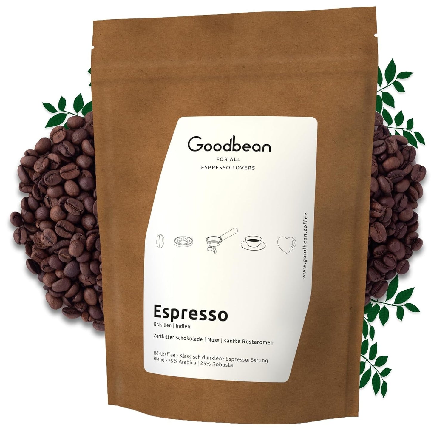 ESPRESSO | Kaffebönor 500g - 100% Arabica | Nyrostad för att göra espresso | Hela kaffebönor | Klassisk kaffesmak