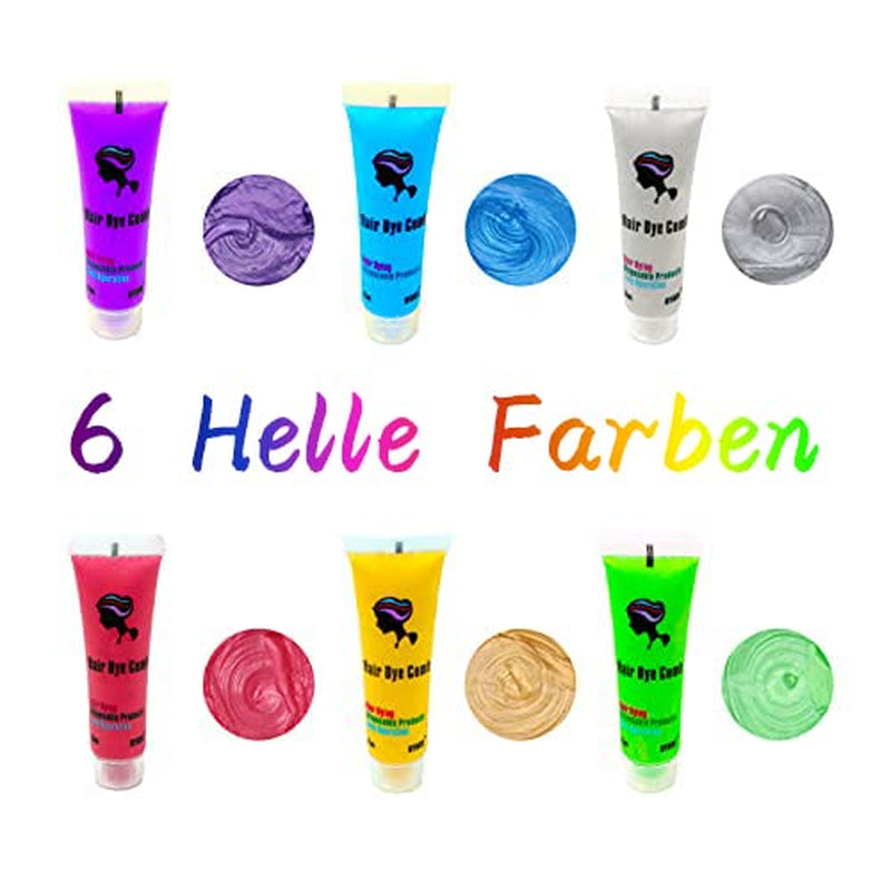 Byhoo 6PCS tillfällig hårfärg för svart hår, hårkrita, tvättbar hårfärg, presentidé för flickor, födelsedagspresent för tonåringar. Naty Shop hårfärgning