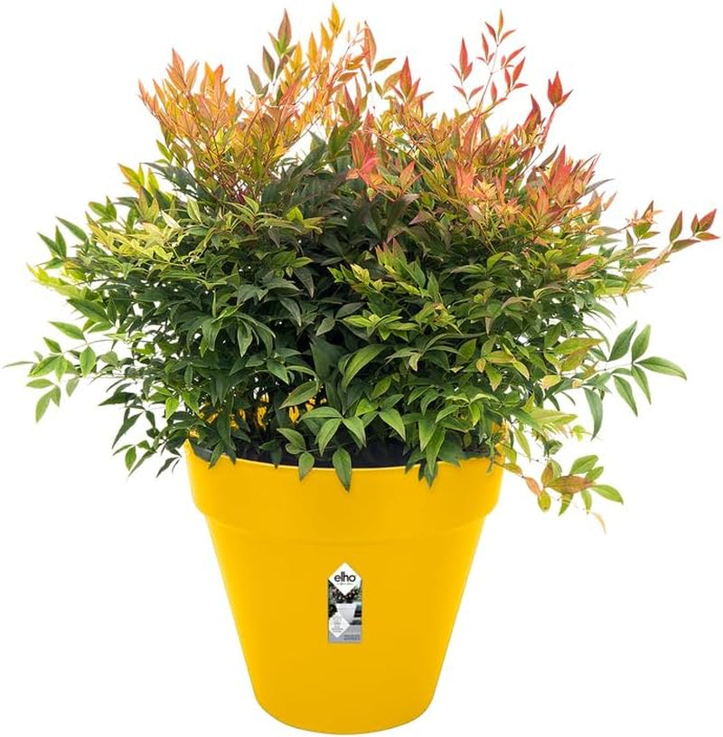 elho Loft Urban Round 40 - Blomkrukor utomhus - 100% återvunnen plast - Ø 38,5 x H 35,3 cm - Gul/Ocher