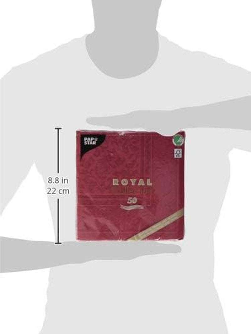 50 servetter "ROYAL Collection" 1/4-faldig 40 Cm X 40 Cm Bordeaux "Ornaments"