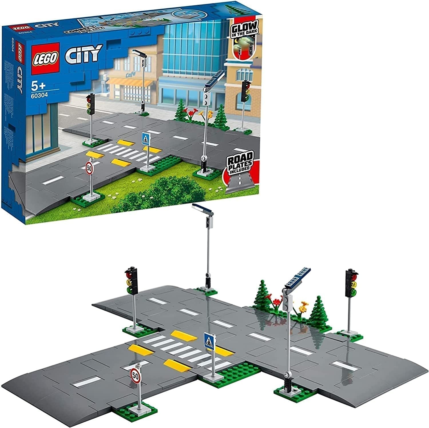 LEGO City Road Korsning med trafikljus Byggset med Glow-in-the-Dark-klossar 60304 Byggset Besuche den LEGO-Store Single