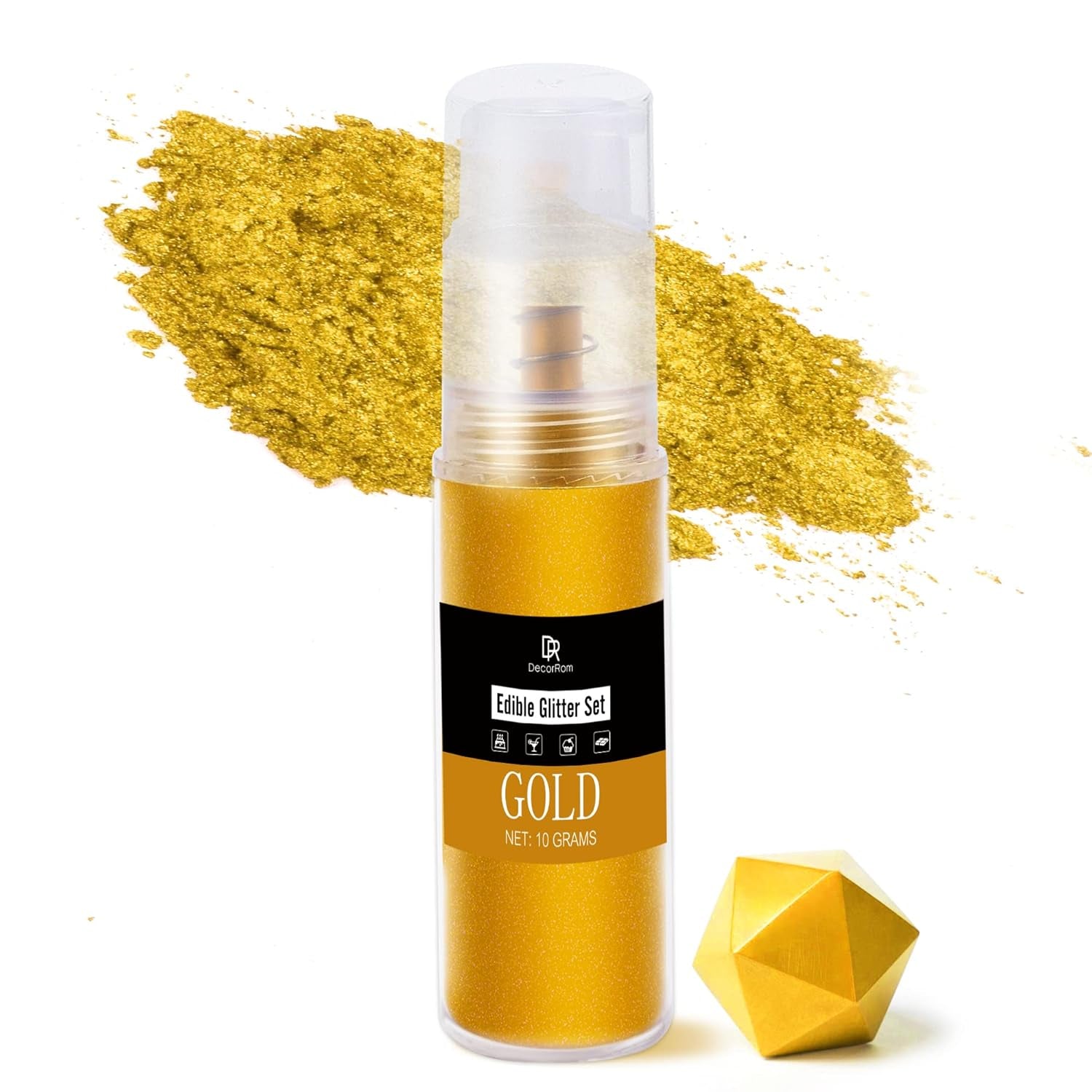 DecoRom, ätbart glitter, puder, 10 gram Glitter Naty Shop Gold