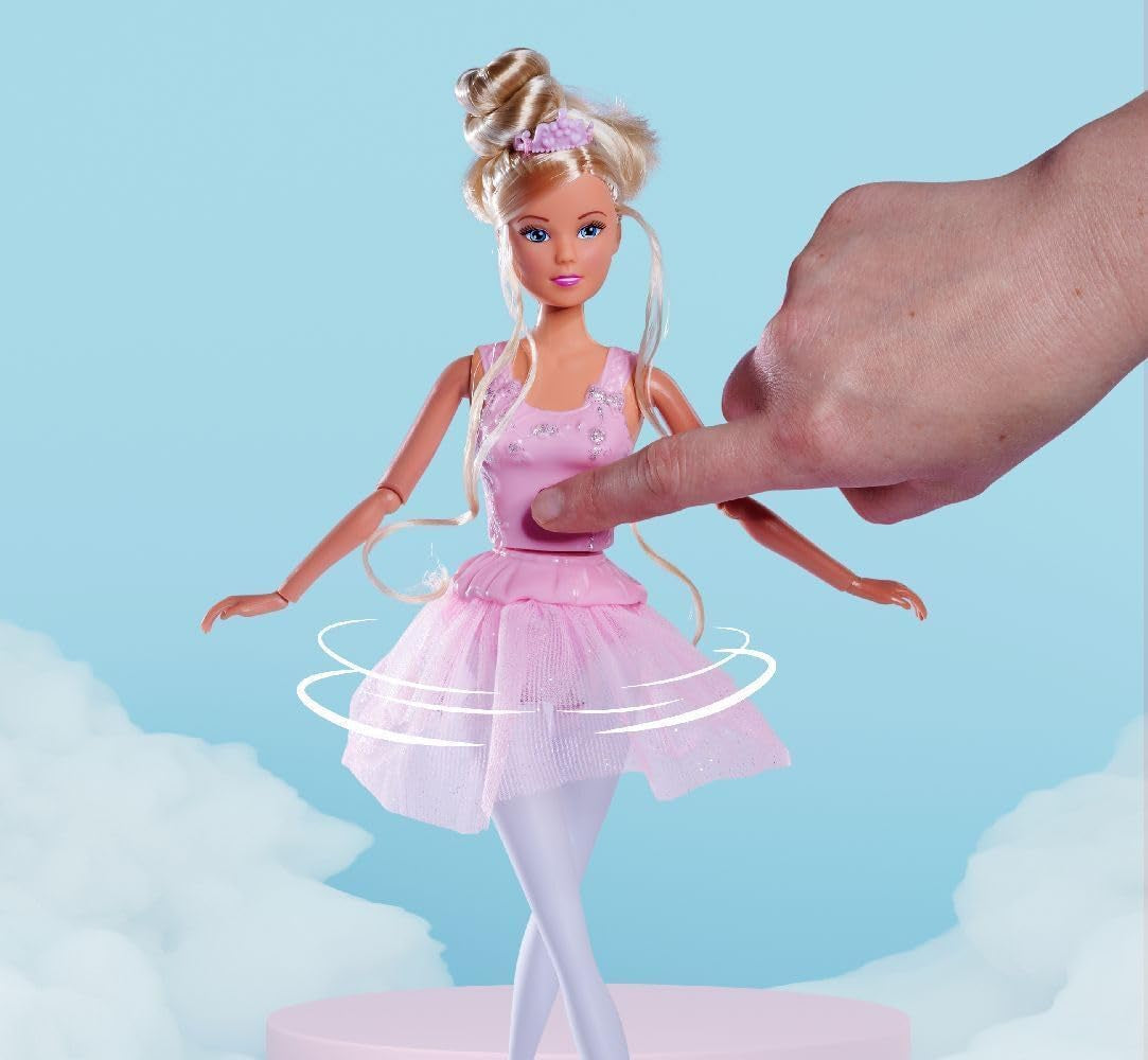 Simba 105733603 - Steffi Love Dancing Ballerina, Steffi som ballerinadocka med djurvän och roterande kjol, lekdocka 29 cm, från 3 år