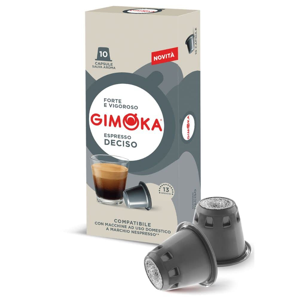 Gimoka Kaffeekapseln Espresso Deciso, Intensität 13/13-100 Kapsel - Kompatibel med Nespresso* Haushalts-Espressomaschinen - 100 Stück (10 x 10 Getränke) - Hergestellt i Italien