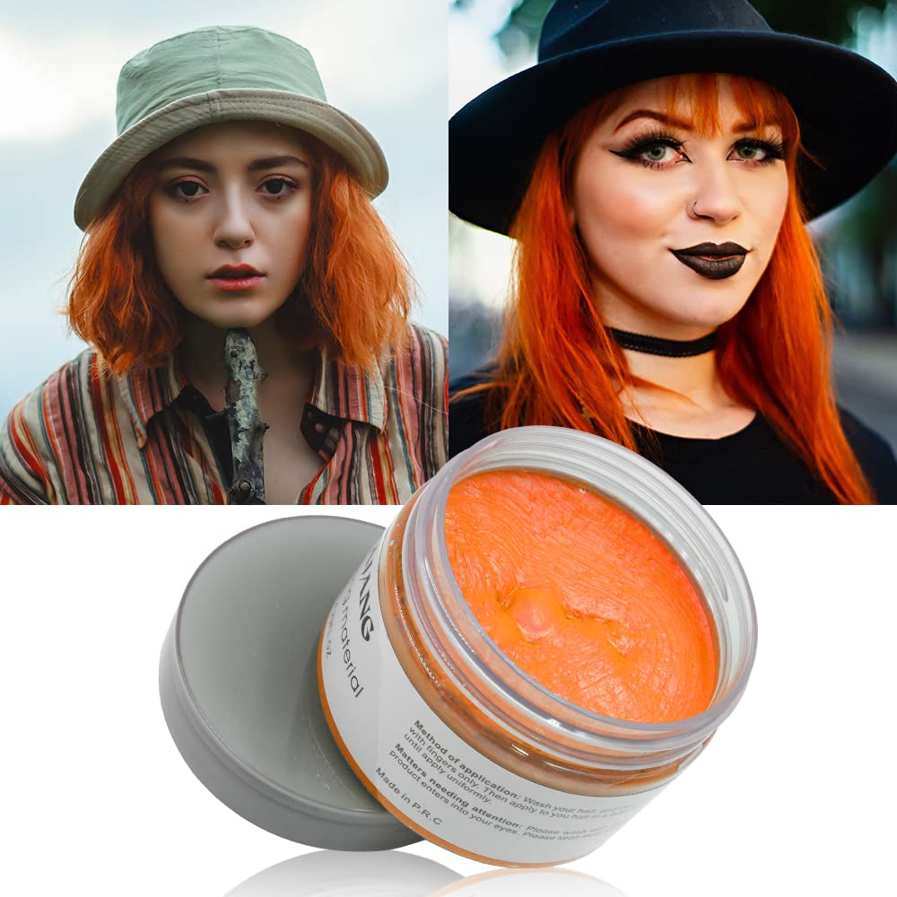 Tillfällig hårfärg, styling hårton för män kvinnor, pomada för naturligt hår, hårfärgningsvax för fest, cosplay och halloween, 4,23 oz (silvergrå) Naty Shop Hårfärg 8 Orange