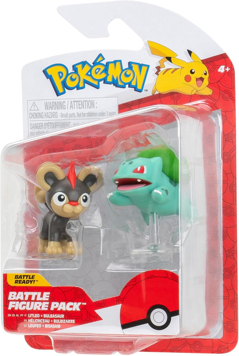 Pokémon PKW3583 - Battle Figure Pack - Leufeo & Bisasam, Officiella detaljerade figurer, 5 cm vardera Actionfigurer Naty Shop