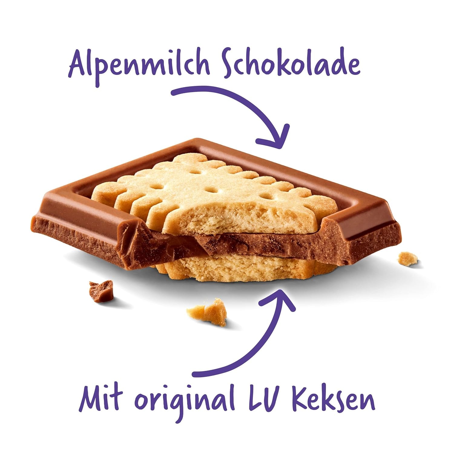 Milka LU – Alpin mjölkchoklad med knapriga LU-kex – 87g