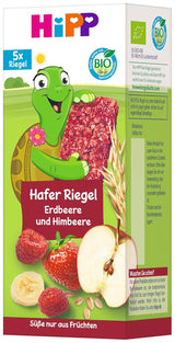 HiPP Turtle oat bars med jordgubbar och hallon, från 1 år, 8 x (5x20g)
