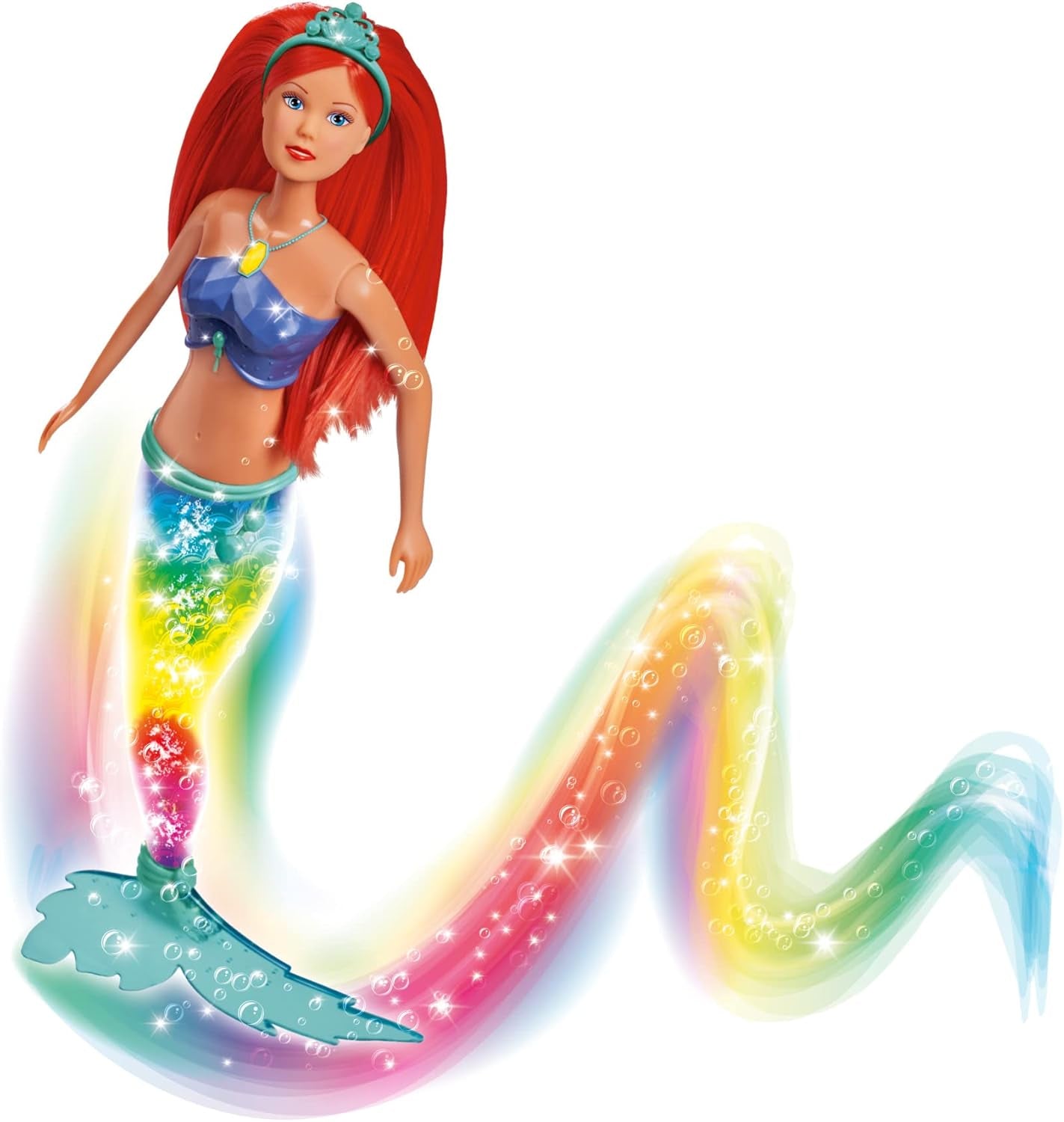 Simba 105733656 - Steffi Love Sparkling Mermaid Doll (39cm) - Glödande sjöjungfrufärg som ändrar lysande regnbåge Vattentät leksak för barn från 3 år och uppåt