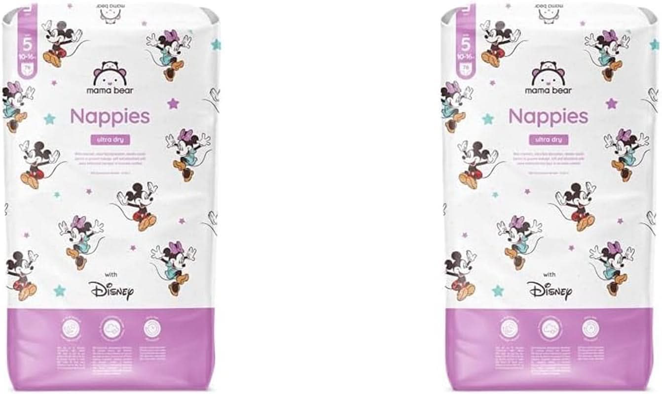 Mama Bear Disney Ultra Dry blöjor storlek 4 (8-14 kg), vit, 84 stycken (1 förpackning) Naty Shop storlek 5 (10-16 kg) (2 förpackning) Individuell förpackning