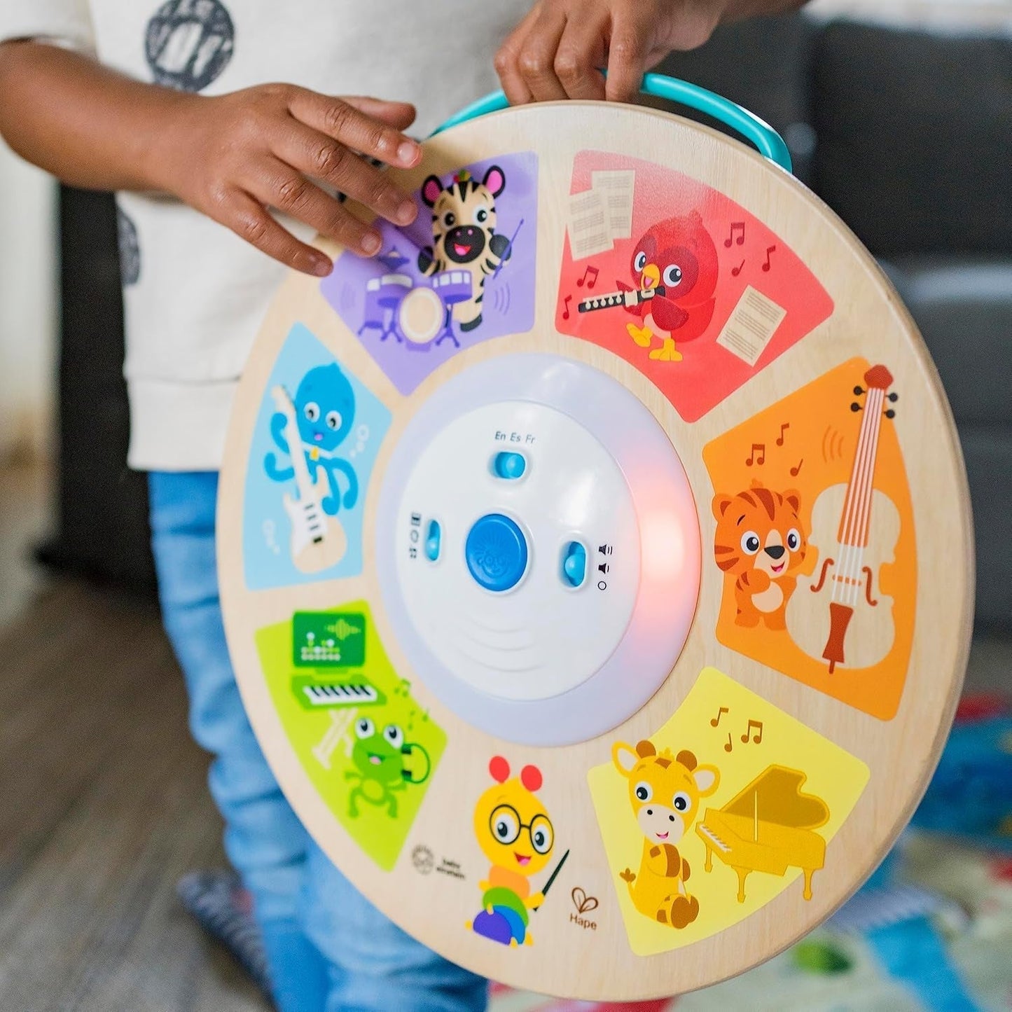 Baby Einstein, Hape, Cal's Smart Sounds Symphony Magic Touch Trä elektronisk aktivitetsleksak på 3 språk (engelska, franska och spanska), 3 lägen, från 6 månader Babyleksaker Naty Shop