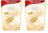 Lindor vita chokladbollar | 400g ca. 30 vita chokladbollar med smält-i-mun-fyllning | Gåva av choklad | Chokladpresent (paket med 2)