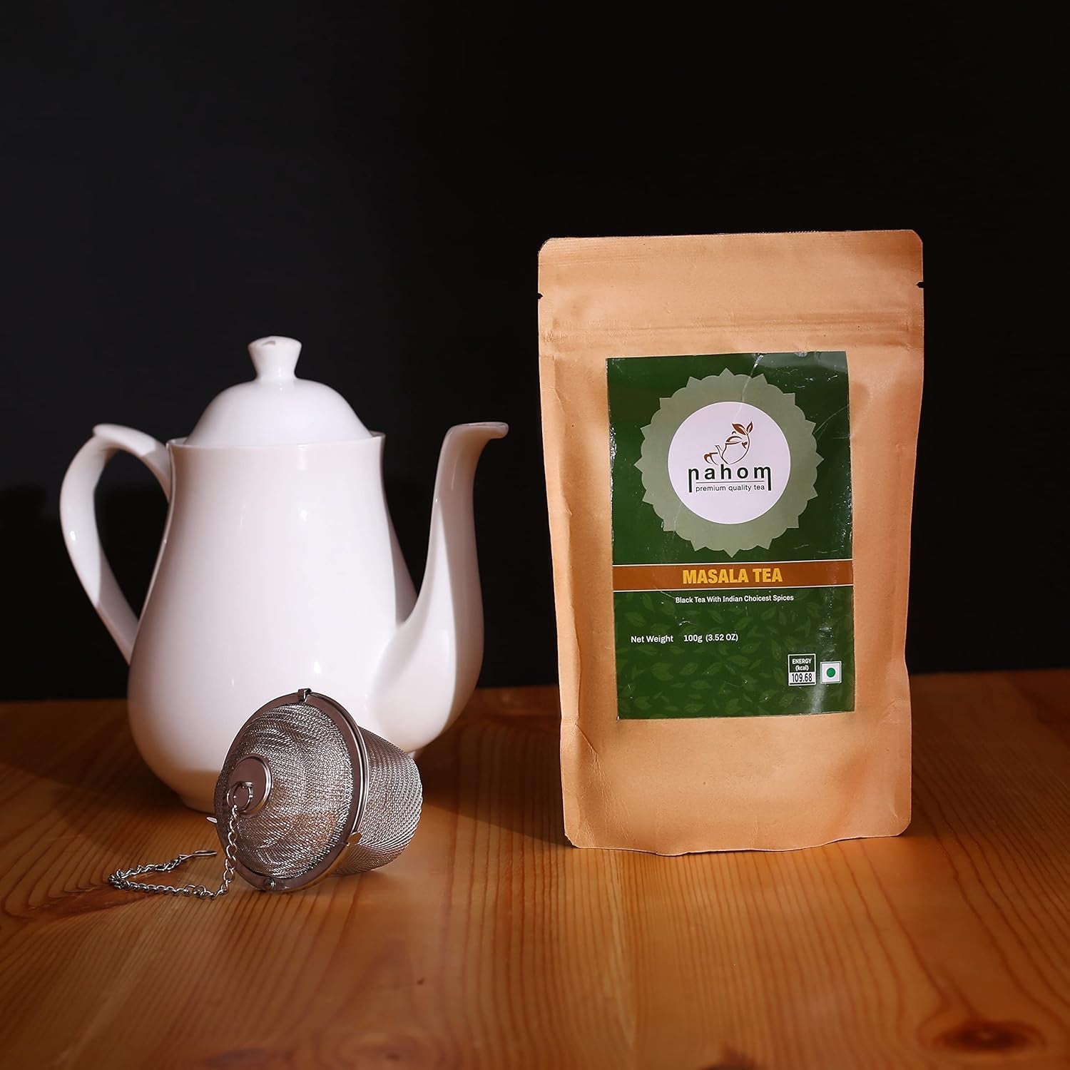 Indiens Masala Chai Loose Leaf Tea | 50 koppar, blandning av svart te, kanel, kardemumma, svartpeppar | Kryddat Masala-te | Chai Latte Suited 3,53 oz/ 100 g påse