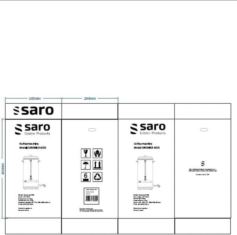 Saro espressomaskin med runt filter - 6,75 L / 40 koppar - rostfritt stål - brygg- och varmhållningsfunktion - säkerhetskran - siktglas - 1,5 kW - modell SAROMICA 6005
